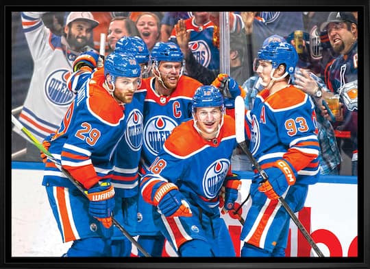 Edmonton Oilers 20" x 29" Unsigned Framed Canvas Celebration 31.5" x 22.5"